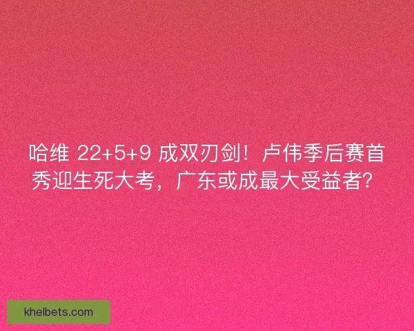 哈维 22+5+9 成双刃剑！卢伟季后赛首秀迎生死大考，广东或成最大受益者？